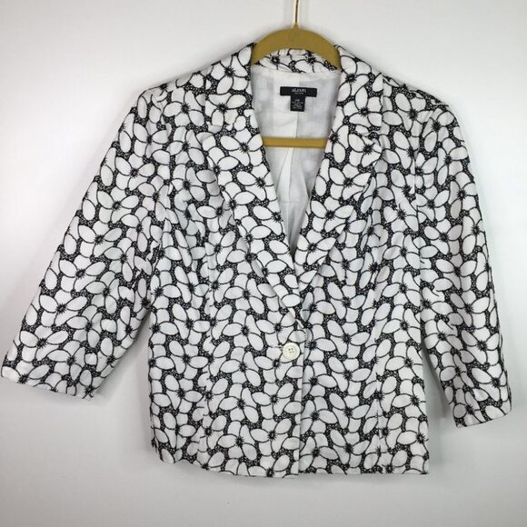 ALFANI 100% Cotton Black and White Jacket Blazer Size 10P - Picture 1 of 7
